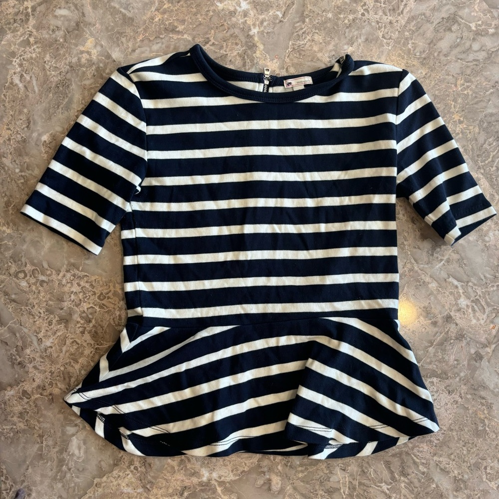 GAP Designed & Crafted Navy Striped Peplum Top Size Small